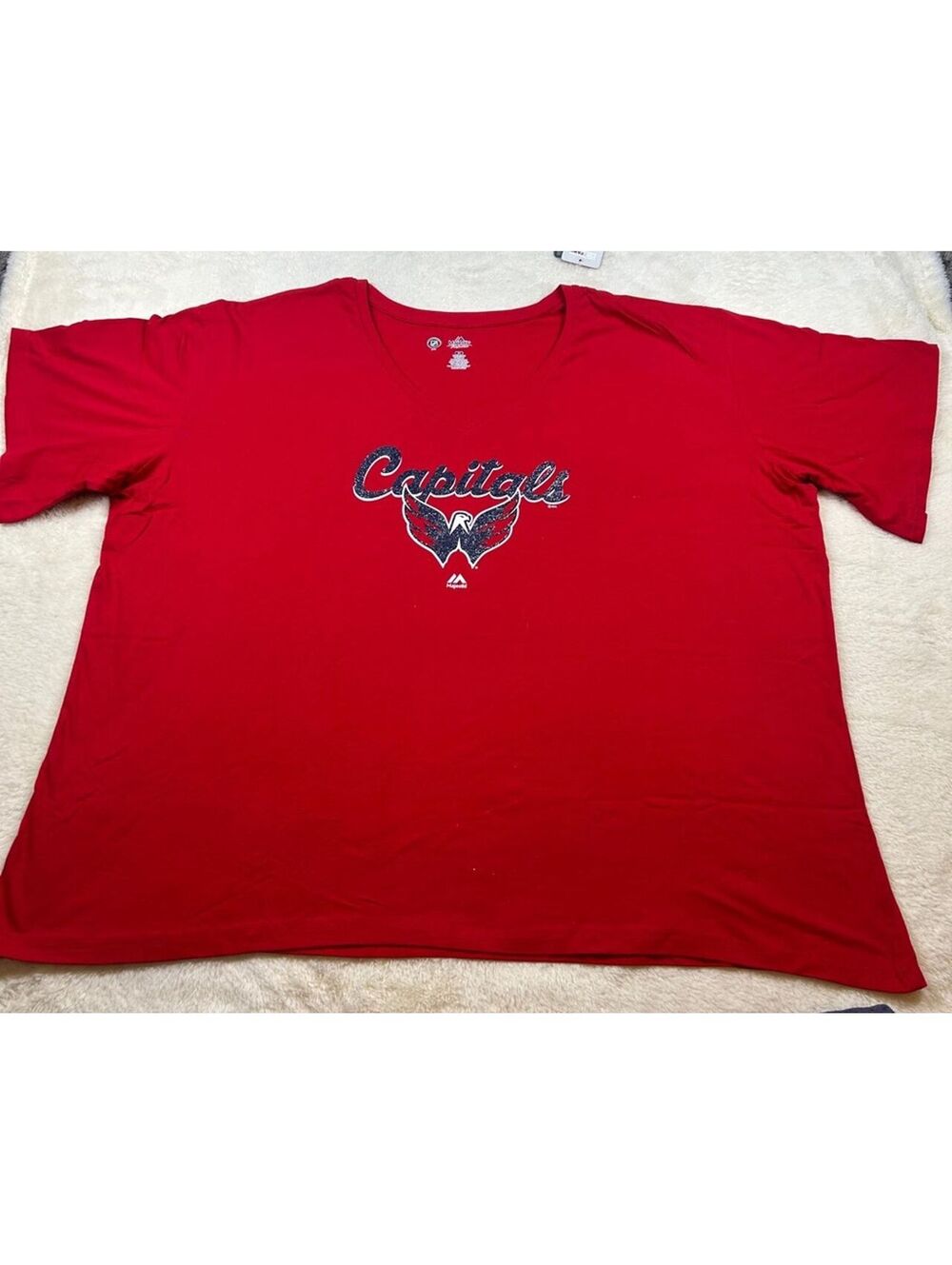 Washington Capitals Women’s Red T-Shirt Size 4X Majestic NHL Hockey Graphic Tee